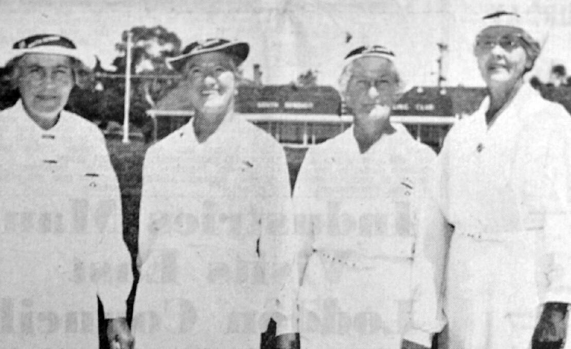 Bendigo South Bowling Club ladies at Presidents Day ~ Mrs J Cocks, Mrs W Hands, Mrs A Swan and Mrs J Hill.
