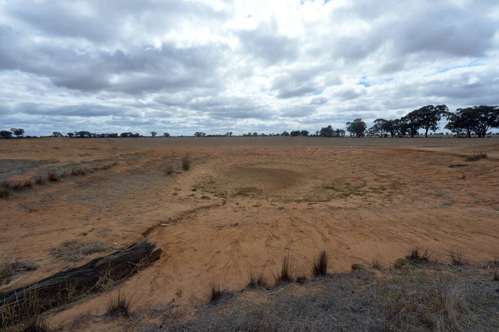 BIG DRY: Water storages in central Victoria, such as this one in Loddon, are already dry. Picture: BRENDAN McCARTHY