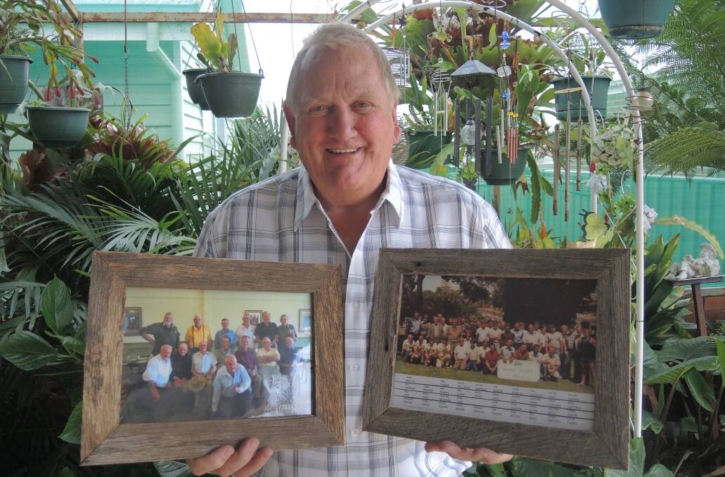 MATES: John Shelton with two pictures of former roads colleagues at the annual reunions. 