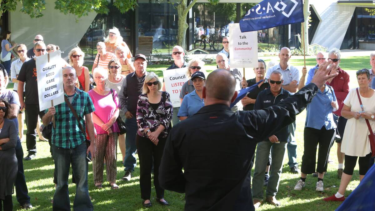 ASU and HACC staff protest against the provisional decision in March. Pictures: PETER WEAVING