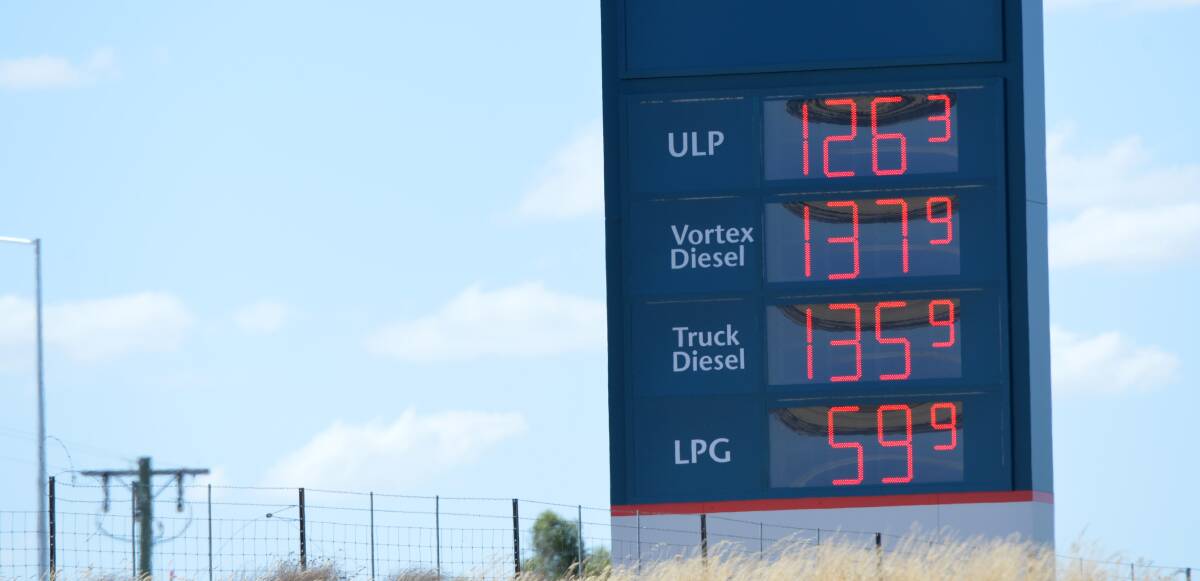 A fuel board near Bendigo on Tuesday.