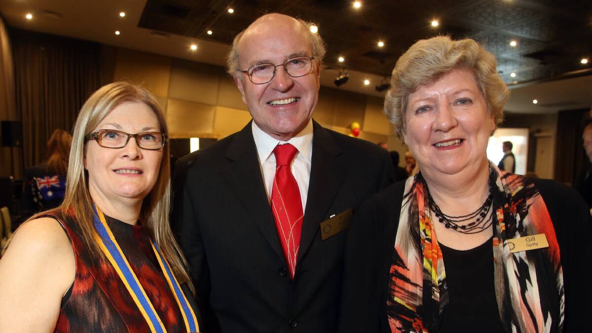 Handover: Outgoing president Helene Brown, president Rod Spitty and wife, Gill. Picture: GLENN DANIELS