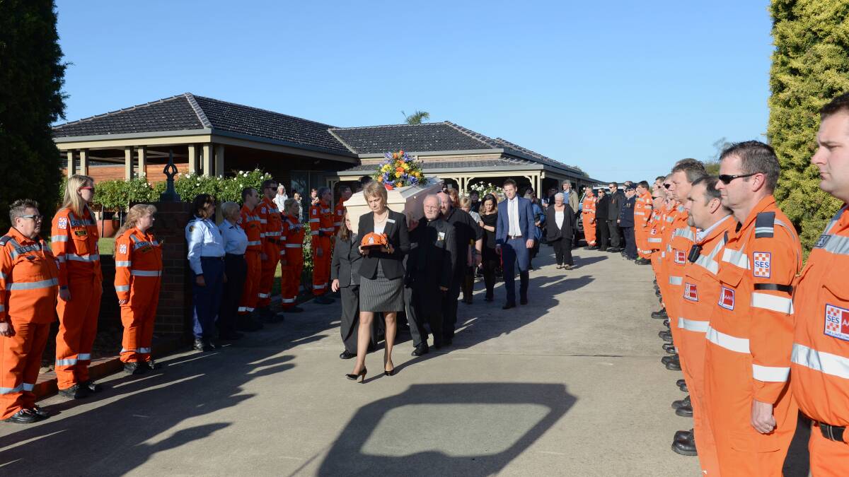HONOUR: Donna Grayland's funeral at Napier Park Funerals where the SES gave her a guard of honour. Picture: JIM ALDERSEY