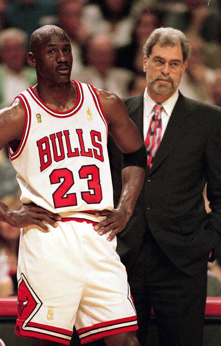 Chicago Bulls superstar Michael Jordan and coach Phil Jackson. Picture: GETTY IMAGES