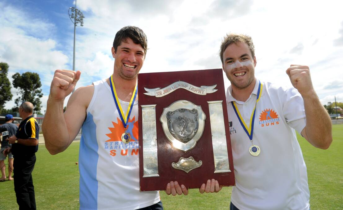 Strathdale-Maristians Cameron Taylor and Linton Jacobs with the BDCA Shield.
