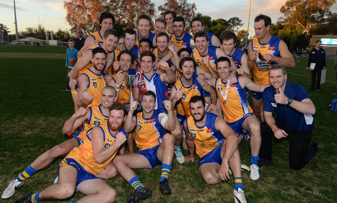 JOB WELL DONE: Bendigo's victorious inter-league team that defeated Gippsland by 34 points at the QEO on Saturday. Picture: JIM ALDERSEY
