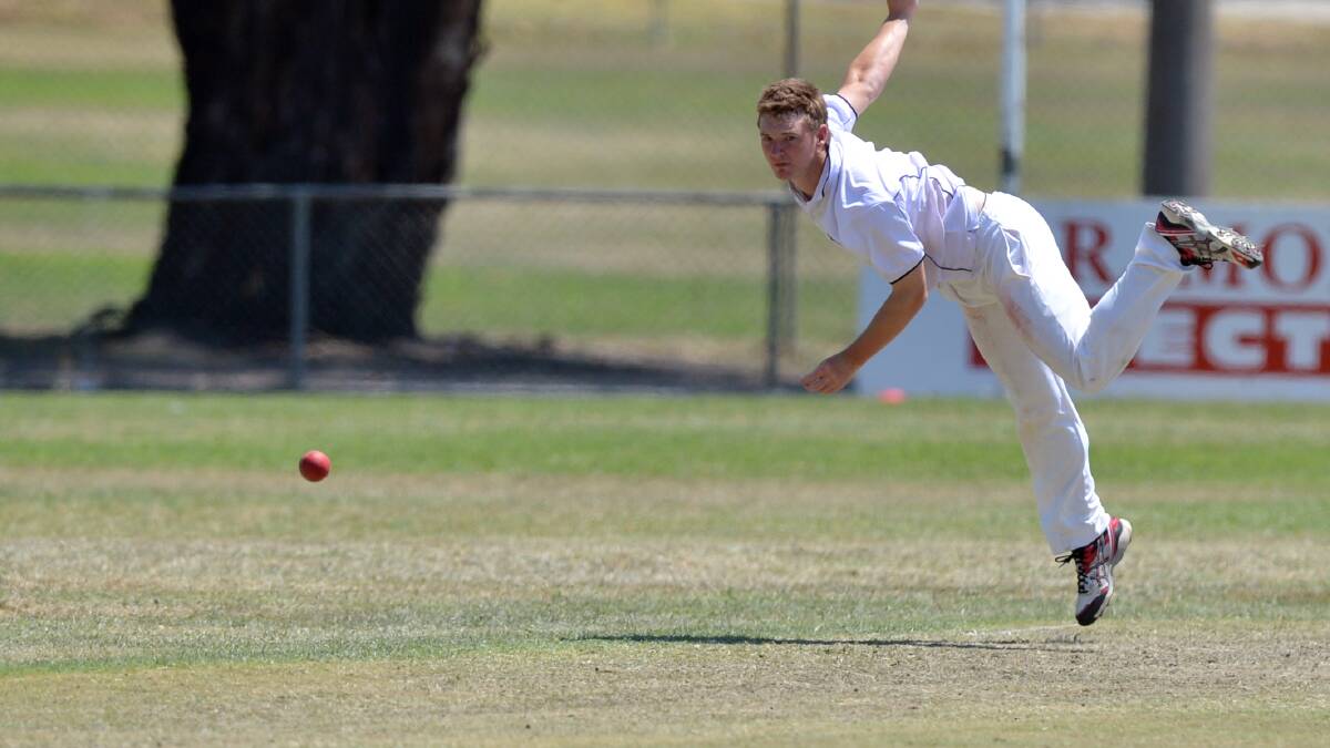 Grampians' Tom Hannett bowls in the division three game against Grassmere.