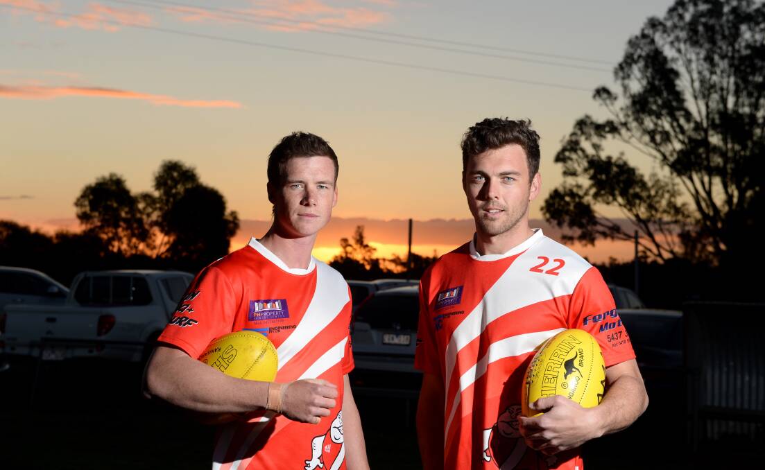 LEADERS: Bridgewater coach Andrew Collins and captain Darren Clutton are ready for Saturday’s LVFL grand final. Picture: JIM ALDERSEY