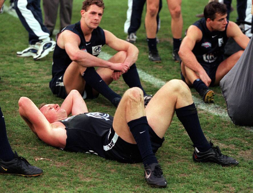 CHIN UP BLUES: If Magpie or Westy's team don't win the flag, the next best thing is Carlton losing a grand final, like this day in 1999 against North Melbourne.