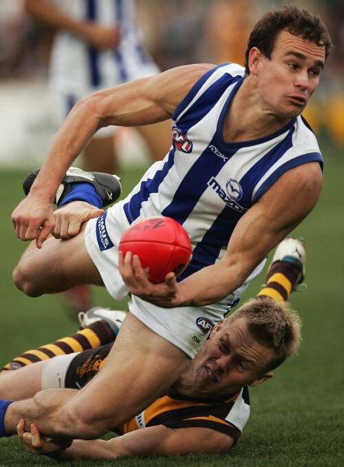 EX-KANGAROO: Former North Melbourne player Corey Jones during his AFL career in 2006. Jones is now playing with BFL club Golden Square. Picture: GETTY IMAGES