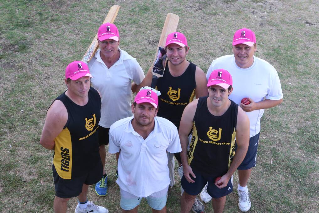TURNING PINK: United's Ryan Currie, Shane Hartney, Josh White, Jacob Picoli, Lachlan Shawyer and Grant King. Picture: PETER WEAVING