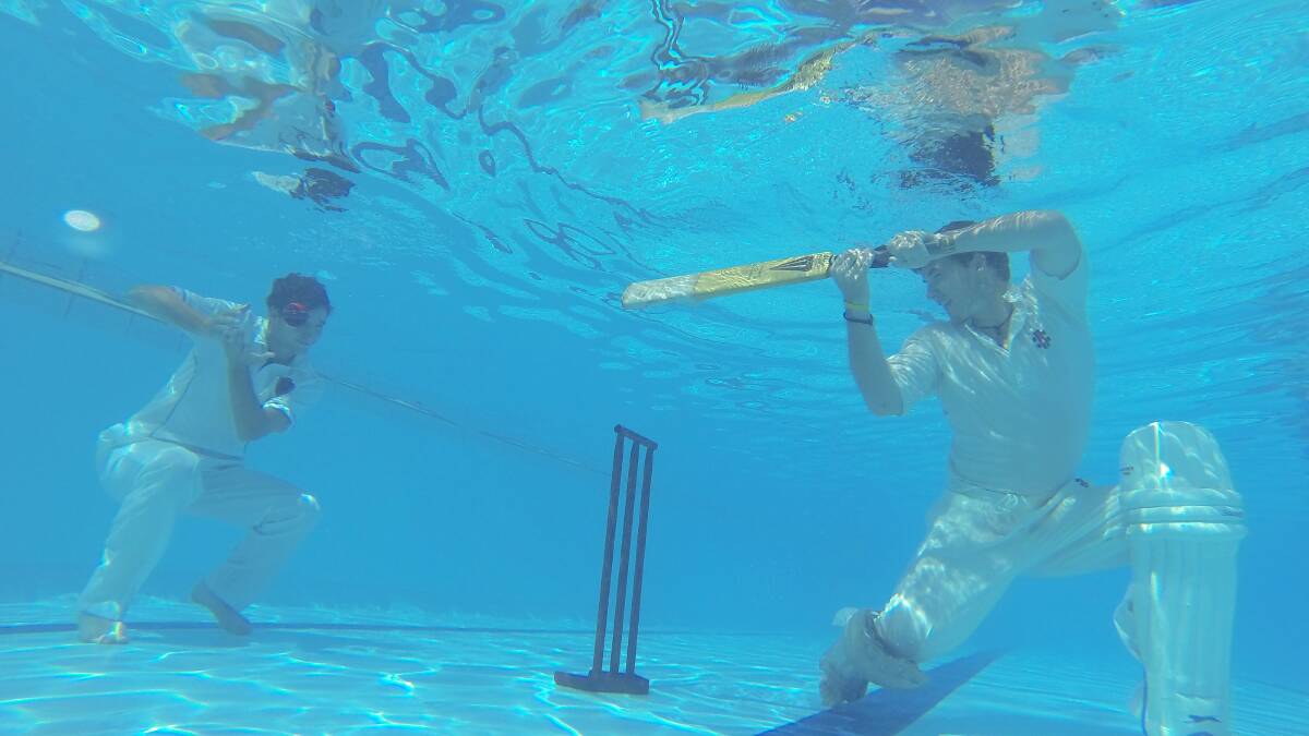 White Hills' team-mates Rhys Irwin and Gareth Davies will have this weekend off. Instead, they found a "cool" way to enjoy a game of cricket. Pictures: JIM ALDERSEY