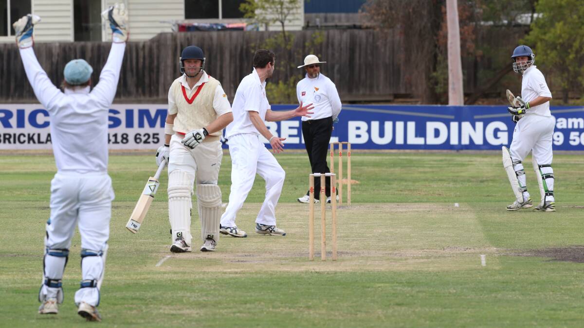 Strathdale appeals for the wicket of Matt Pinniger.