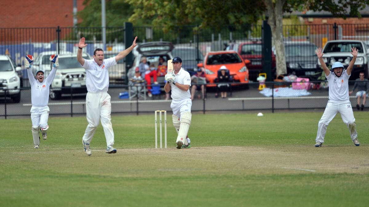 HOWZAT: Strathdale’s Ben DeAraugo takes one of his six wickets in last year’s BDCA grand fnal at the QEO.