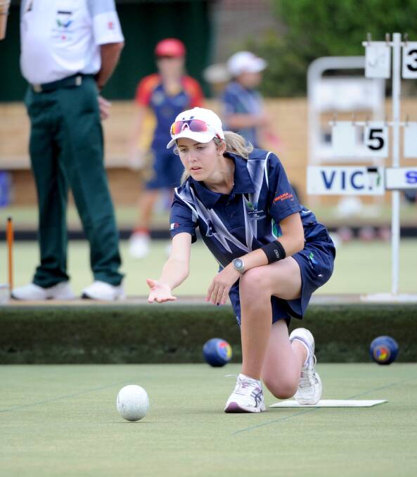 YOUNG GUN: Kyneton's star lawn bowler Chloe Stewart. Picture: JODIE DONNELLAN