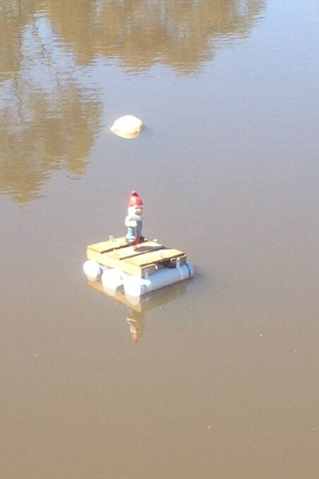 Ahoy there. Dam stranded in Harcourt. Picture: JASON MILLS
