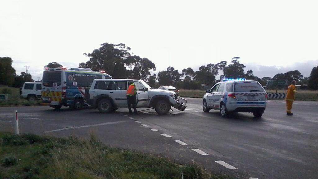 CRASH SCENE: The Toyota Landcruiser involved in the accident at Lockwood crossing. Picture: LEIGH SHARP