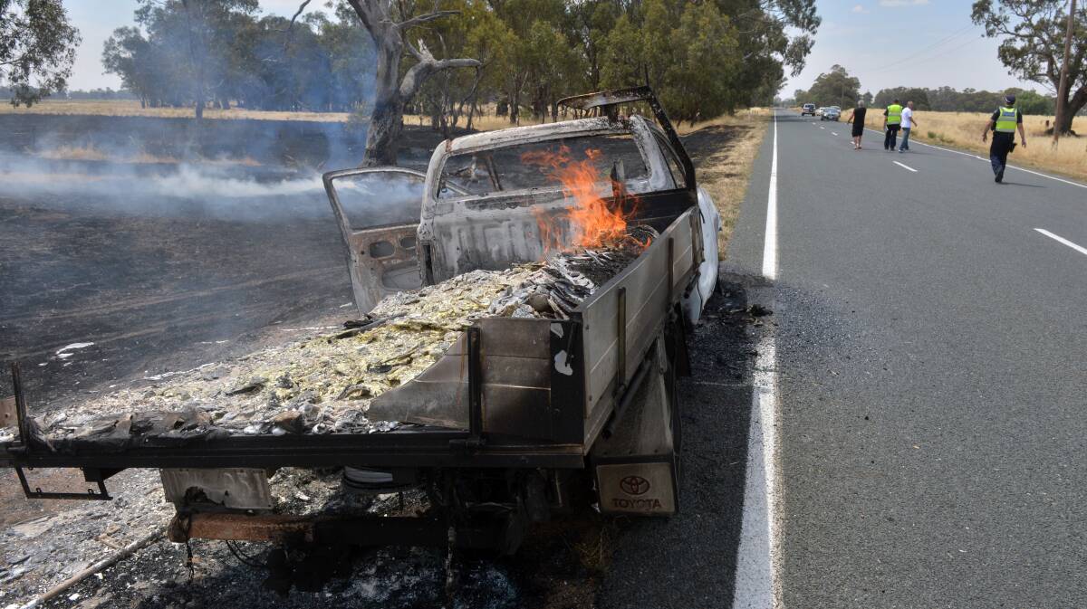 Serpentine fire: Three flee burning car