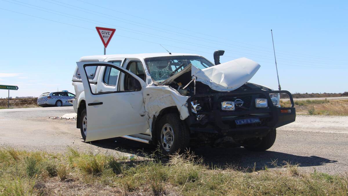 SCENE: The badly damaged vehicle involved in the Murray Valley Highway smash. Picture: THE GUARDIAN, SWAN HILL