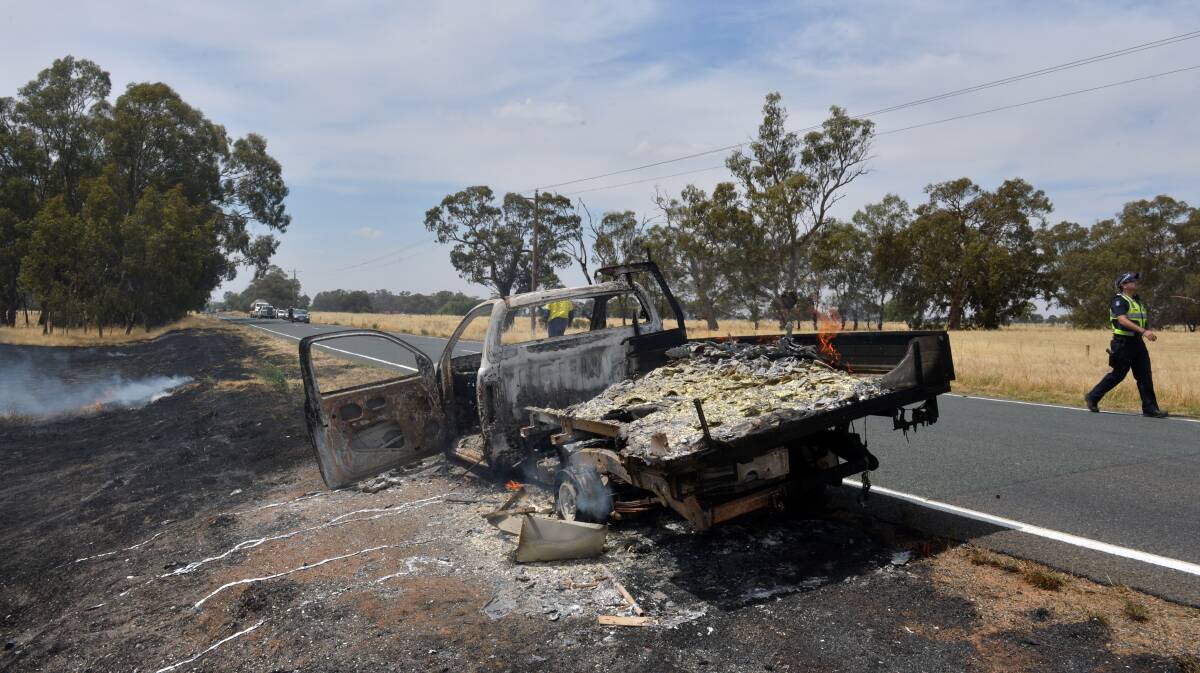 Serpentine fire: Three flee burning car
