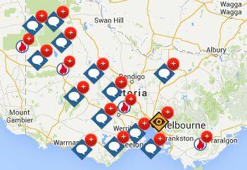 BUSY TIMES: The CFA website incidents and warnings shows lightning strike reports. 