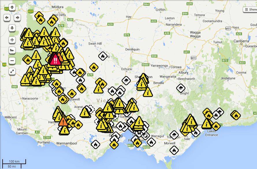 PLENTY OF WARNINGS: The VicEmergency site at 6.30pm on Wednesday.