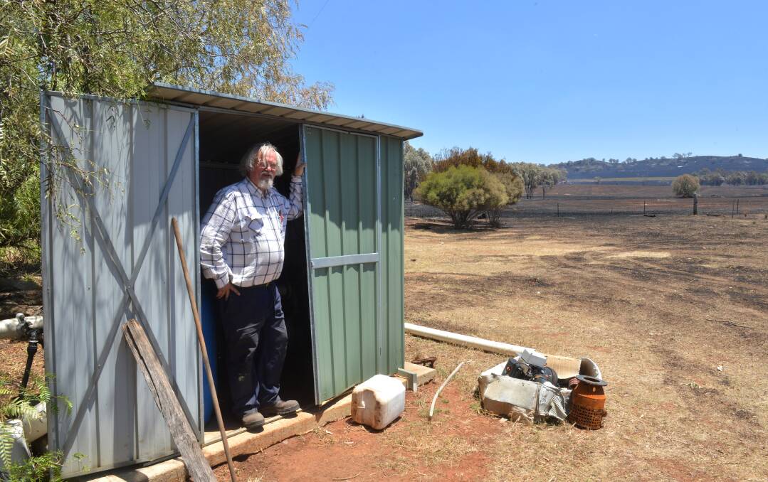 NEAR MISS: Winemaker Brian Spencer took shelter in this pump shed as the Toolleen fire ripped through his property. Picture: PETER WEAVING