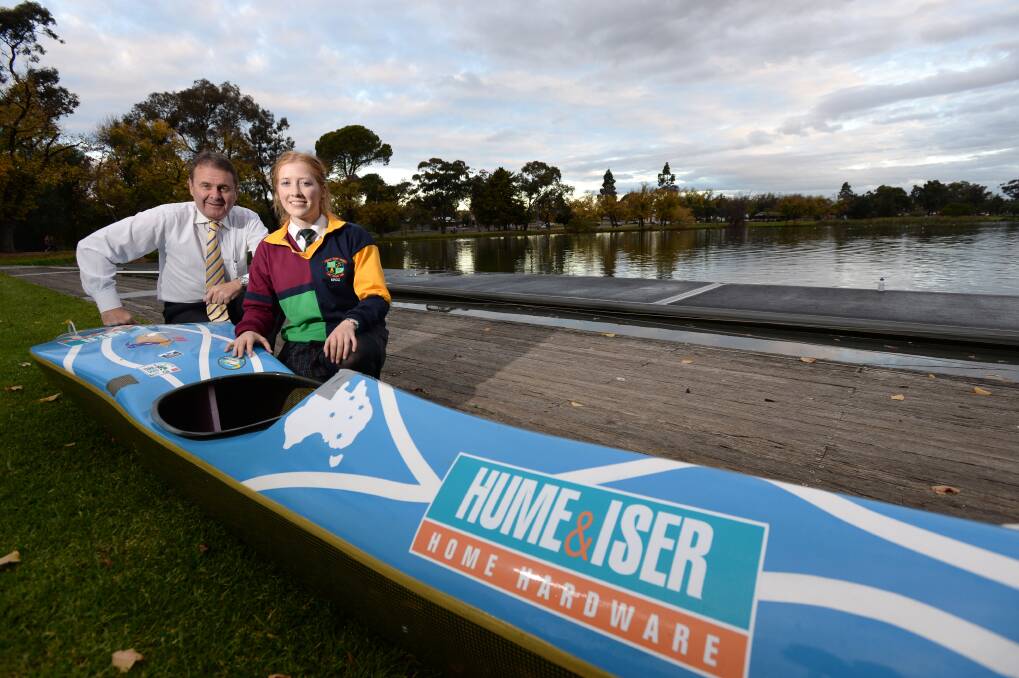 BOUND FOR ITALY: Stephen Iser and Maddie Batters at Bendigo's Lake Weeroona before she jets off overseas. Picture: JIM ALDERSEY