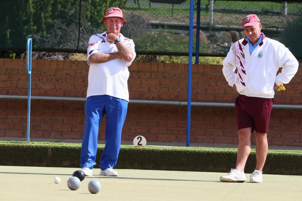 Day two of Country Week Bowls in Bendigo at Eaglehawk Bowling Club. 
Alan Webster and Rick Smith. Picture: PETER WEAVING