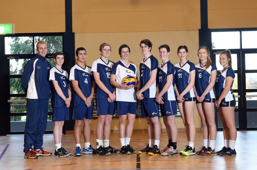 TALENTED: Todd Broadbent, Patrick Haythorne, Marcus Judd, Evan Shelton, Michael Mayes, James Haythorne, Declan Rochford, Kate Eason, Lydia Rhule and Matilda Roberts will take to the court for Victoria at the Australian junior volleyball titles. Picture: JODIE DONNELLAN 