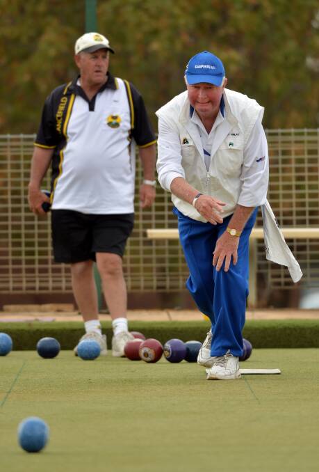 READY: Gary Finlay from Camperdown has his eye on the ball.