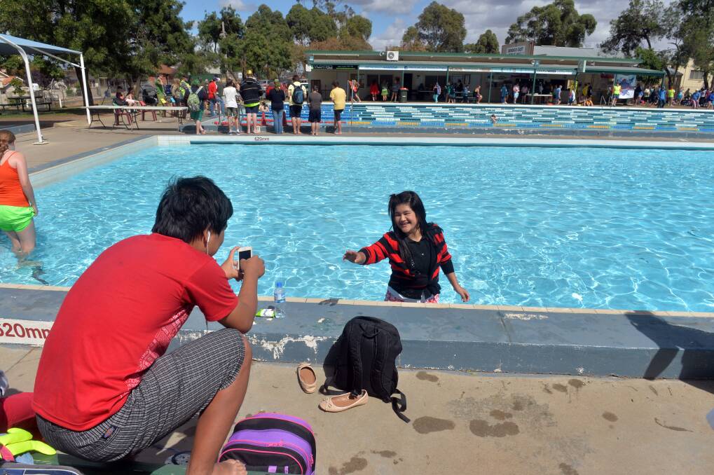 Weeroona students having fun in the pool. Picture: BRENDAN McCARTHY 