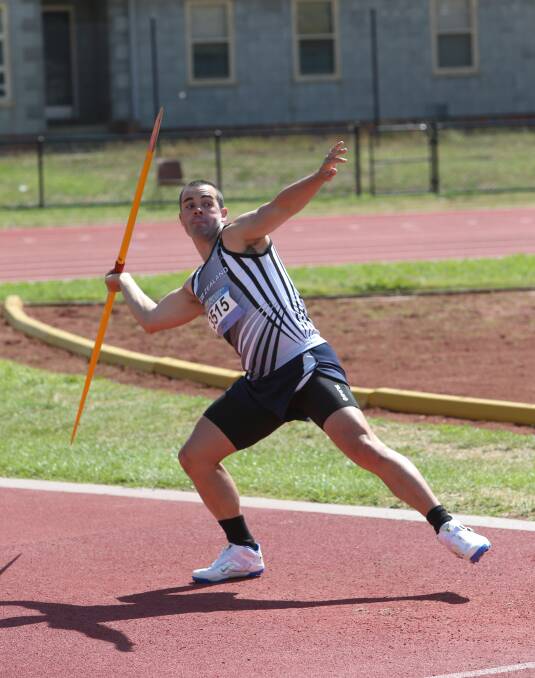 Dennis Langford attempts his javelin throw. Picture: PETER WEAVING
