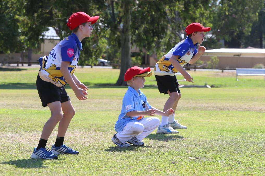 McDonald's Summer Cricket Camp at Ewing Park Bendigo.
Slips fielders Jack Keating, Kael Rainey and Angus Chisholm.
Picture: PETER WEAVING
