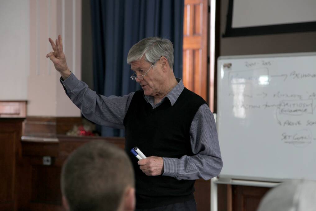 INSPIRING TALK: David Parkin talks with students. Picture: CONTRIBUTED