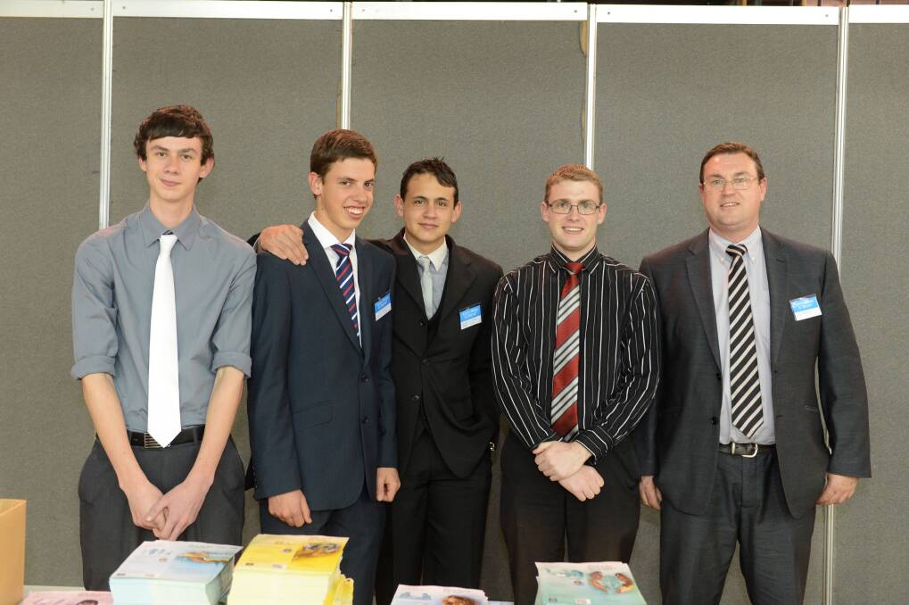 Oliver Brown, Jordan Hauke, Benjamin Krause, Jacob  and Lawrie Macdonald at the District Convention of Jehovah's Witnesses. Picture: JIM ALDERSEY

