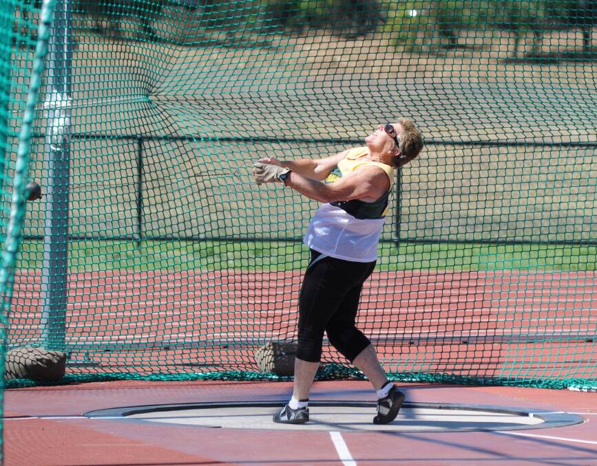 Mary Thomas tries her best in the hammer throw. Picture: JODIE DONNELLAN 
