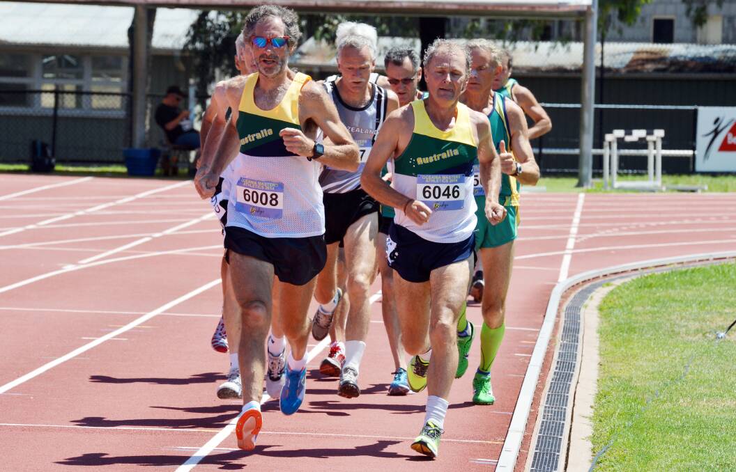 Charles Chambers leads the 1500m. Picture: BRENDAN McCARTHY
