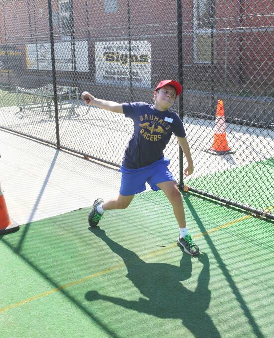 PRACTICE: Sam Amenta takes aim in the bowling in the nets.