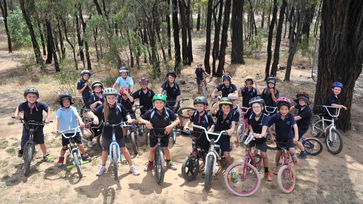 PROUD: Students at Eaglehawk North Primary School using the bike track. Picture: BRIAN SEMMENS