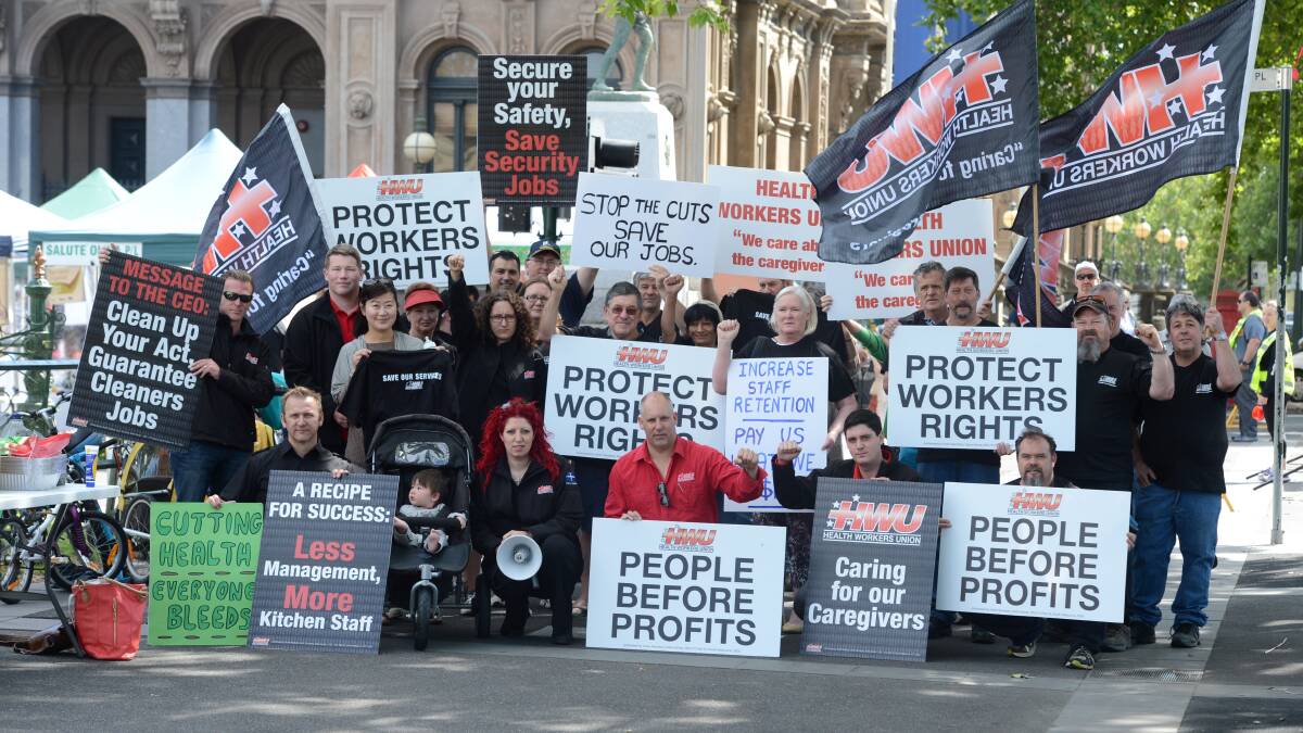 PROTEST: Health Works Union members protest near the Old Post Office. Picture: JIM ALDERSEY
