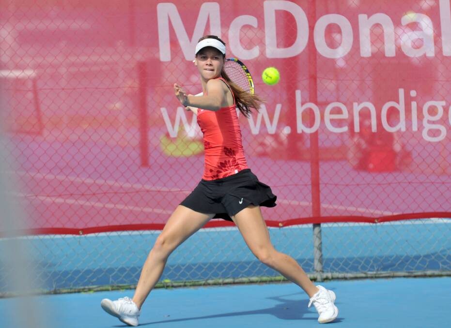 Anne-Marie Medcalf in action during the open singles at the McDonald's Classic last week. Picture: JODIE DONNELLAN 