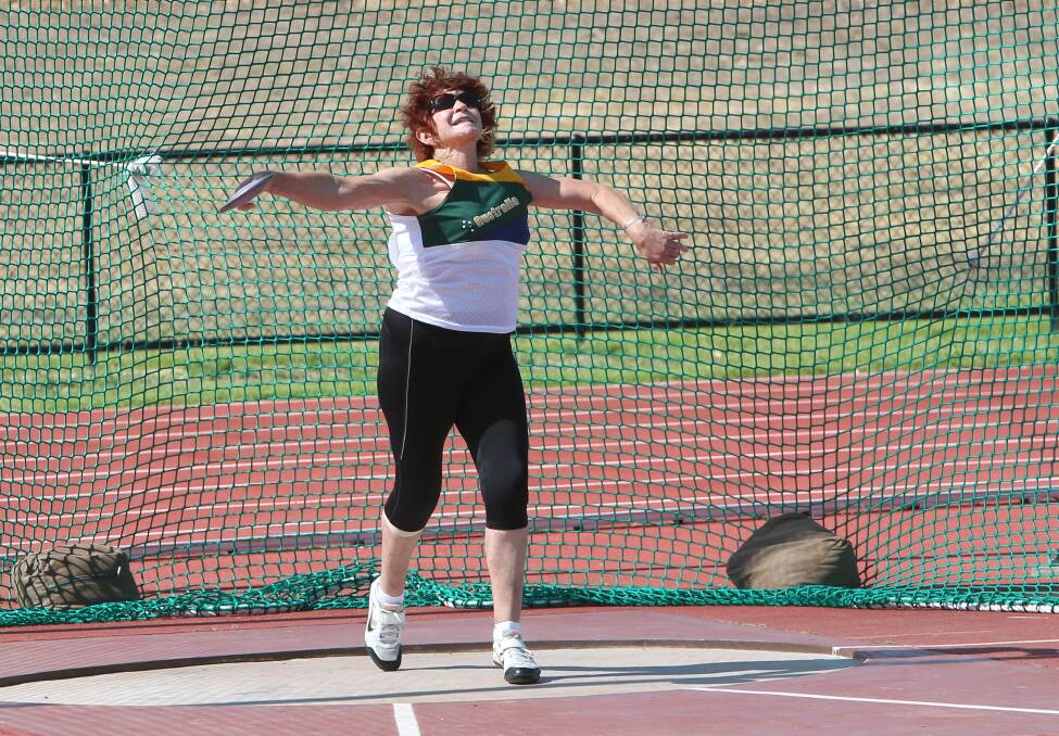 POWER: Beverley Hamilton throws her discus. Picture: PETER WEAVING