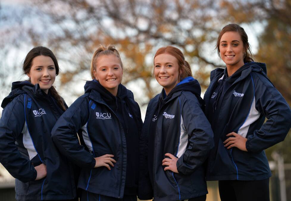 Ballarat Sovereigns players Abbey Ryan, Bridget Murray, Ashleigh Ryan and Zoe Davies. Picture: BRENDAN McCARTHY