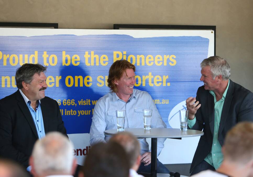 PIONEERS LAUNCH: Brian Taylor, Cameron Ling and Danny Frawley talk all things footy. Picture: GLENN DANIELS
