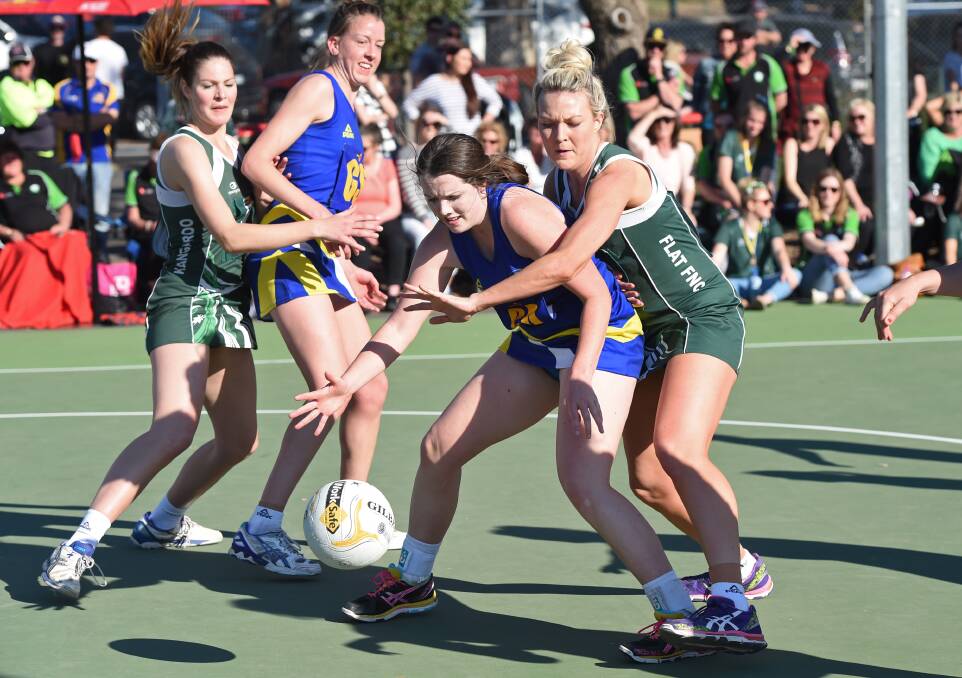 MATCH UP: Golden Square's Abbey Ryan and Kangaroo Flat's Alicia McGlashan. Picture: JODIE WIEGARD