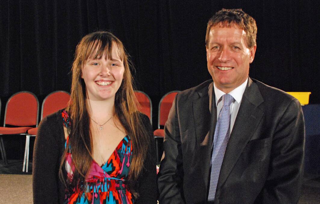 WINNER: Breanna Tivendale with principal Dale Pearce. Picture: SUPPLIED.