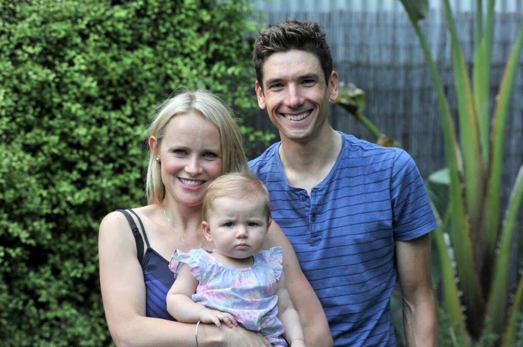 FAMILY: Darren and Jessica Lapthorne with their daughter nine-month-old Florence. Picture: JODIE DONNELLAN