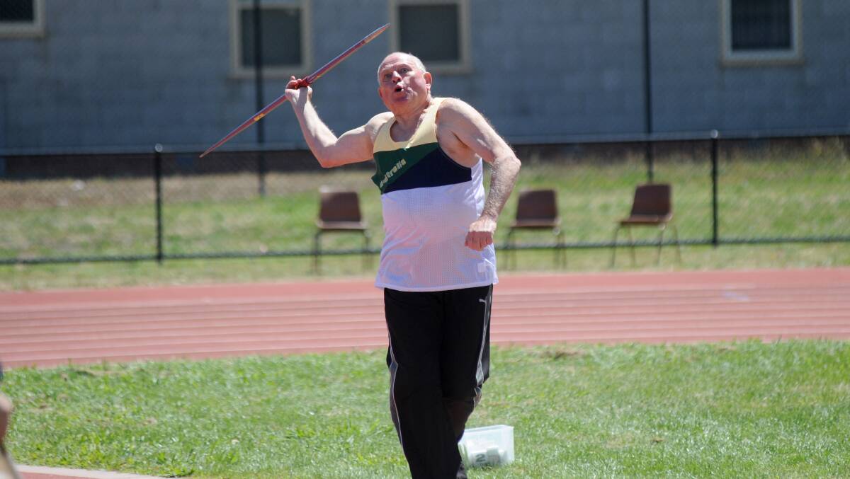Peter Young competes in the Javelin. Picture: JODIE DONNELLAN 
