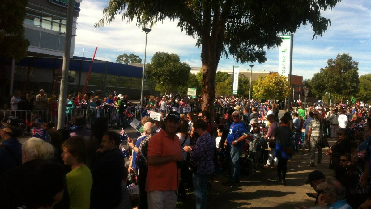 Thousands of people have lined the streets of Elizabeth to catch of glimpse of the Duke and Duchess of Cambridge. Photo: Tahney Fosdike